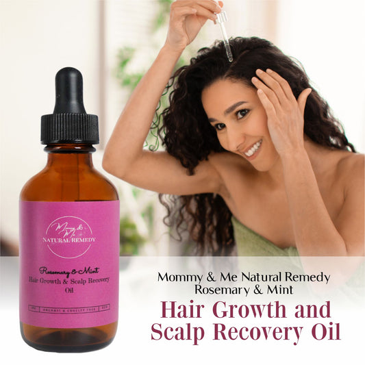 Mommy & Me Natural Remedy Rosemary & Mint Hair Growth and Scalp Recovery Oil, 2 oz